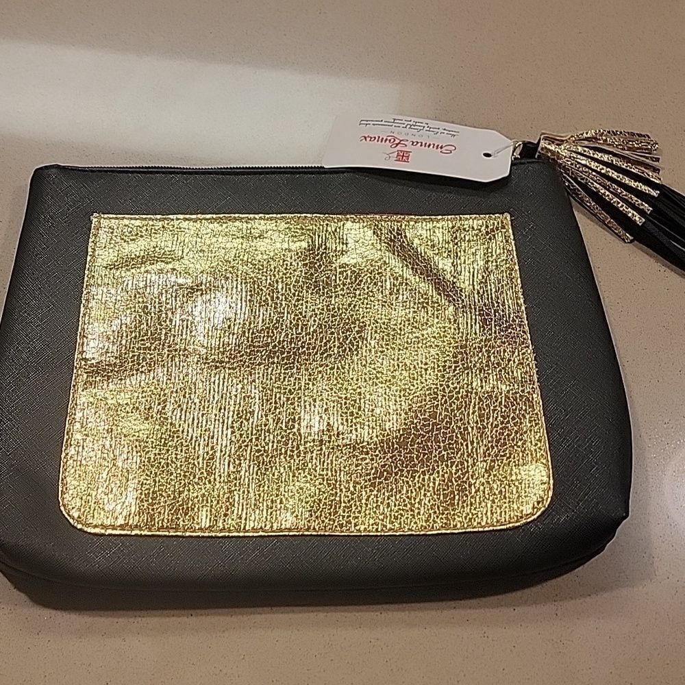 Emma Lomax Black and Gold Tassel Makeup Clutch Bag - Picture 13 of 16